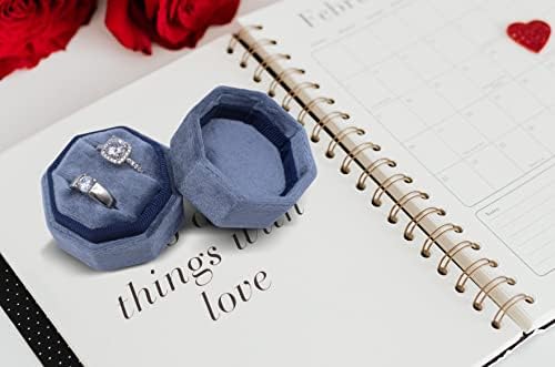 תכשיטי תיבת קטיפה טבעת תיבה, מתומן נושא טבעת תיבה עם מכסה נתיק, מדהים בציר כפול חריצים טבעת תיבת להצעה,