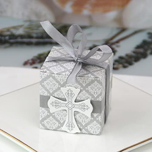 Didiseaon Communion מעדיף 50 יח 'חוצה קופסאות קופסאות נייר קופסאות מתנה עם סרטים חטיף קרטון לחתונה טובות