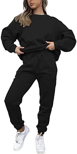 חליפות זיעה של קנסון לנשים מוגדרות 2 חתיכות חליפת ריצה של שרוול ארוך סווטשירטים סווטשירטס מכנסי סווטס