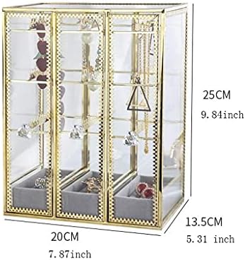 תיבת אחסון תכשיטים זכוכית תכשיטים קופסת אחסון עגיל עגיל מחזיק מארגן מארגן עם 3 מגירות אנכיות קופסת תכשיטים