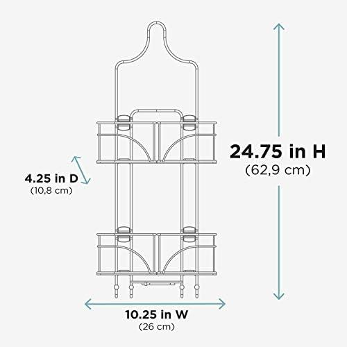 Zenna Home Caddy מקלחת, מעל אחסון האמבטיה של ראש המקלחת, מיועד לצינורות מקלחת כף יד, עמיד בפני חלודה,