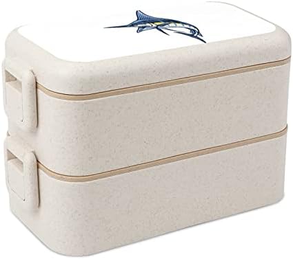 דג מרלין כפול בנטו קופסת בנטו קופסת בנטו מודרנית מיכל עם סט כלים