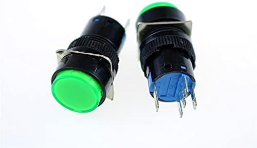 AKDE 2 PCS AC 220V אור ירוק אור ירוק SPDT SPDT עגול כפתור כפתור AC 250V 5A