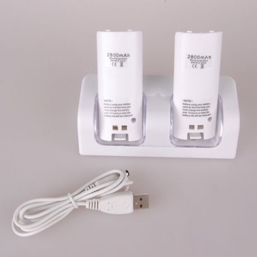 BestDealusa כפול Wii תחנת טעינה מרחוק עם חבילות סוללות