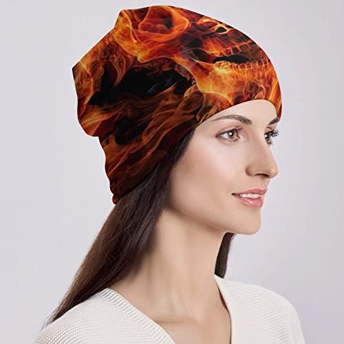 ראשי גולגולת אש Baikutouan כובעי כפה מודפסים לגברים נשים עם עיצובים כובע גולגולת