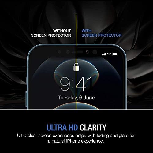 מגן מסך הזכוכית של Tethys תואם לאייפון 12 / iPhone 12 Pro 2020 6.1 אינץ '3 חבילה ידידותית למארז, קצה