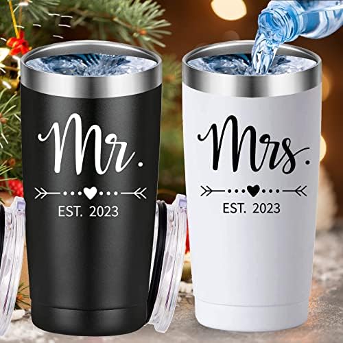 ממיהלאפ מר וגברת אסט 2023 כוס ספל נסיעות.זוג טרי זוגות אשתו כלה להיות חדש עוסק כלה מקלחת מתנות.חתונה