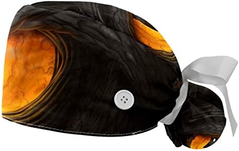 כובע העבודה של 2 פאק עם כפתורי סרט עניבת סרט אחורי דרקון סיני עין שיער ארוך שיער